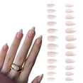 thumbnail image 1 of Juego completo de uñas postizas francesas: lindas uñas postizas con diseño de perlas para mujeres y niñas (24 piezas), 1 of 5