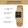 thumbnail image 6 of ELLEN TRACY Women’s Gold Bracelet Watch – Black Square Dial with Faceted Crystals, 6 of 8