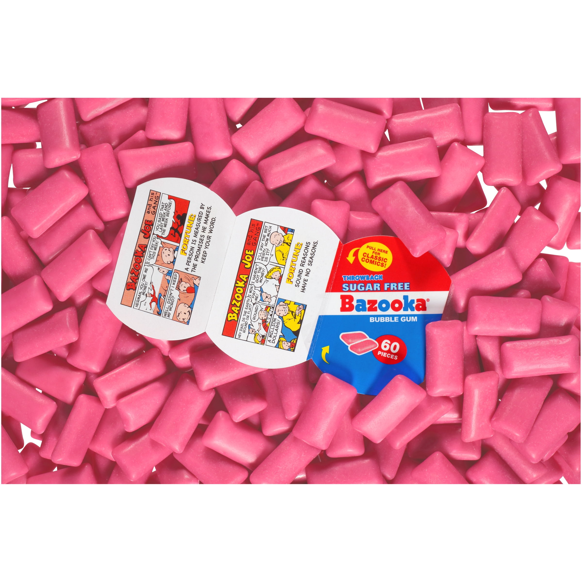Bazooka Sugar-Free Bubble Gum, 60 Pieces, 6 Pack Case