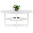 thumbnail image 5 of Simple Design Oval Coffee Table with Bin for Living Room, White Oak/Chrome/Black, 5 of 13