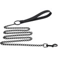 thumbnail image 1 of Heavy Duty Dog Lead Chain Anti-bite Metal Basic Pet Leash With Leather Handle Approx 3.7ft Length Suitable For Small Medium Dogs, 1 of 3