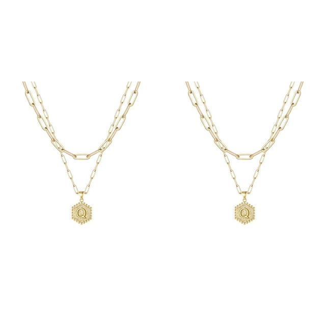 (Lot de 2) 2025 Collier Hexagone initial 26 Bijoux Tendance pour Femmes pour Femmes Colliers pour Colliers pour Femmes Femmes Tendance A Z 26 Colliers &