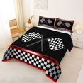 thumbnail image 2 of Manfei Crossed Checkered Flags Full Size Comforter Sets,Modern Racing Pattern Bedding Comforter Set,Black White,Black Reversible,3-Piece,1 Comforter and 2 Pillowcases, 2 of 7