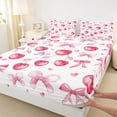 thumbnail image 3 of Homewish Cartoon Bowknot Bow Bed Sheets for Girl, Cherry Fruit King Sheets, Pink Watercolor Art Sheet Set, Lightweight Room Decor, 4pcs, 3 of 7