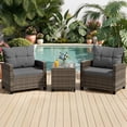 thumbnail image 3 of Walsunny 3 Pieces Patio Furniture Set Outdoor Wicker Conversation Bistro Set Outdoor Patio Chairs with Tempered Glass Table Grey, 3 of 9