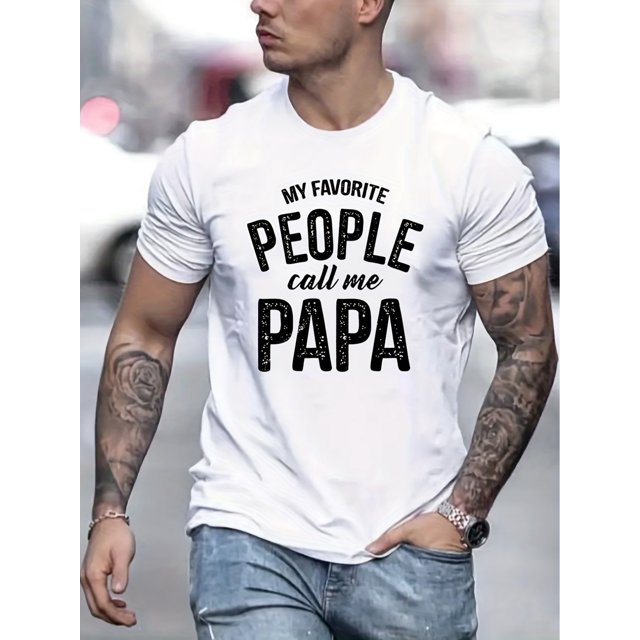 Camiseta cómoda y elegante con estampado de letras "Papa" para hombre, ropa de verano para exteriores, tops, regalos y camisetas deportivas para el tiempo libre.