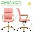 thumbnail image 2 of PU Leather Office Chair with Arms, Adjustable Height 360° Swivel with Wheels, Mid-Back Upholstered Desk Chair for Home Office, Vanity, or Study (Pink), 2 of 8