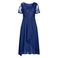 thumbnail image 5 of Women's Mesh Lace Summer Dress, Short Sleeve Round Neck Chiffon Party Dress with Waist Cutout, 5 of 7