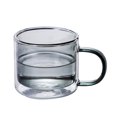thumbnail image 1 of (Grey) Double Layer Glass Water Cup Color Clear Mug With Handle Coffee Mug, 1 of 14