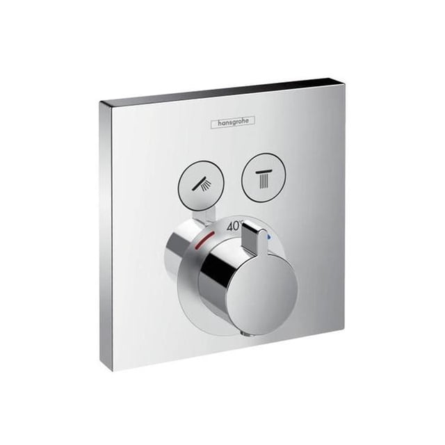 Hansgrohe 15763821 Showerselect E Thermostatic Trim 2 Valve Function - Square, Brushed Nickel