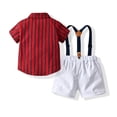 Baby Boy Outfits Toddler Short Sleeve Red Striped Tie Shirt Tops