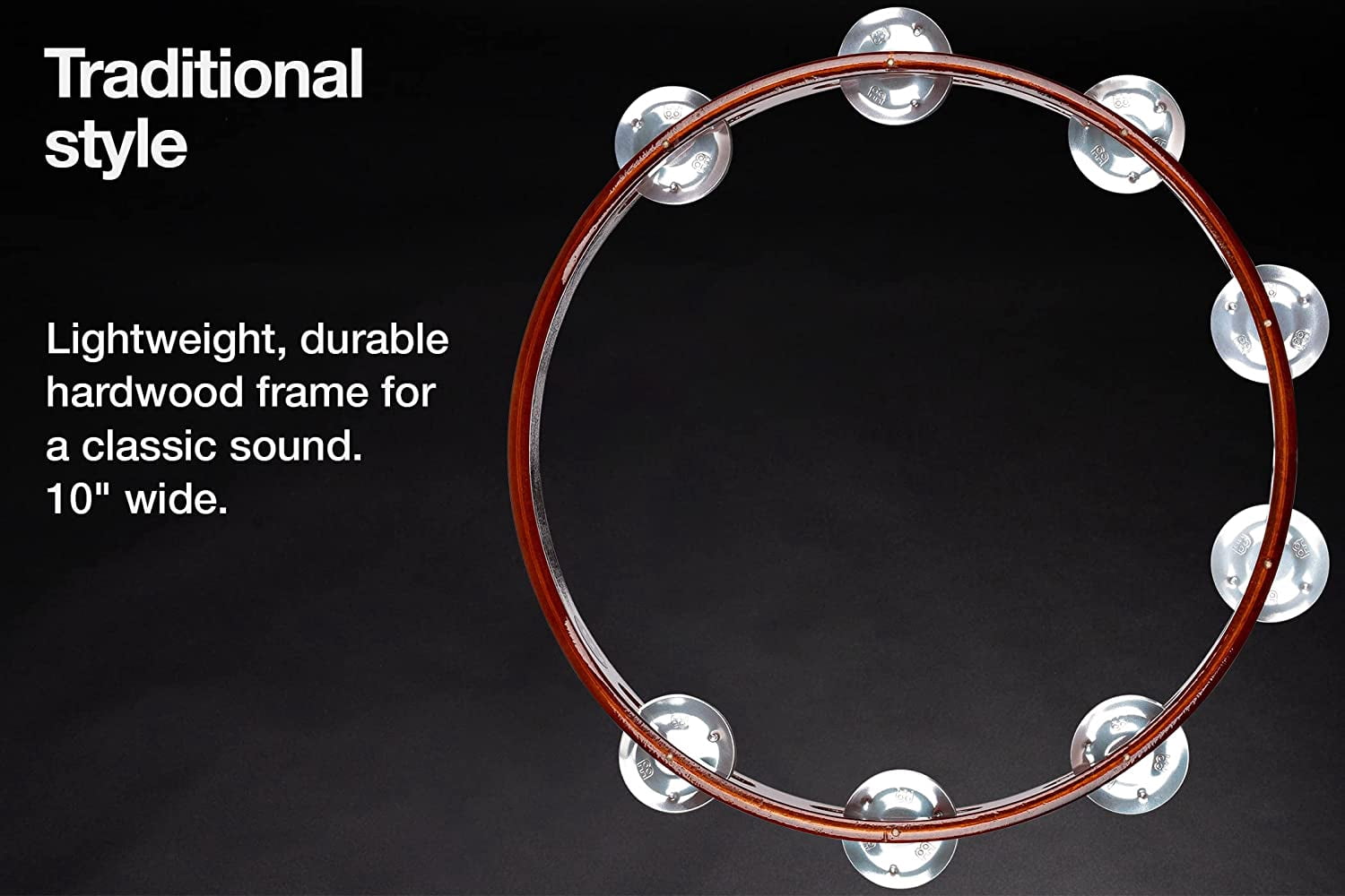 Meinl Percussion Traditional Wood Tambourine, Aluminum Jingles