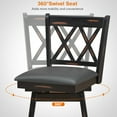 thumbnail image 5 of Gymax Set of 4 Barstools Swivel Bar Height Chairs with Rubber Wood Legs Black, 5 of 10