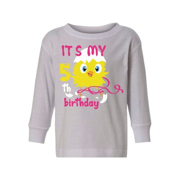 Awkward Styles 5th Birthday Long Sleeve Shirt It's My Fifth Birthday Chick Toddler T-shirt for Girls
