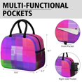 thumbnail image 6 of Purple and Pink Checkered Pattern Insulated Leakproof Lunch Box for Work, Lunch Bag for Women Men, Loncheras Para Mujer for Beach Travel Picnic Camping, 6 of 6