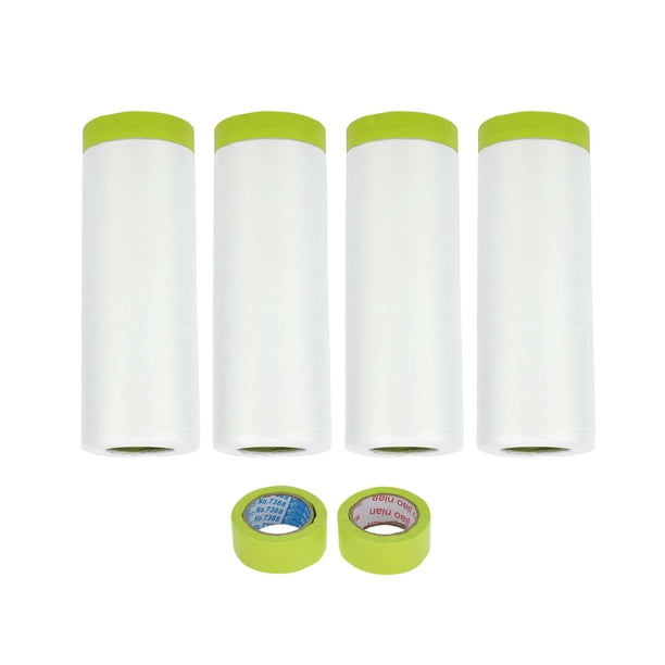 Juego de papel enmascarador Unique Bargains con cinta 2000x140cm/65.62ftx55.11" 1 juego de kit de papel pre-cintado con 2 rollos de cinta blanca