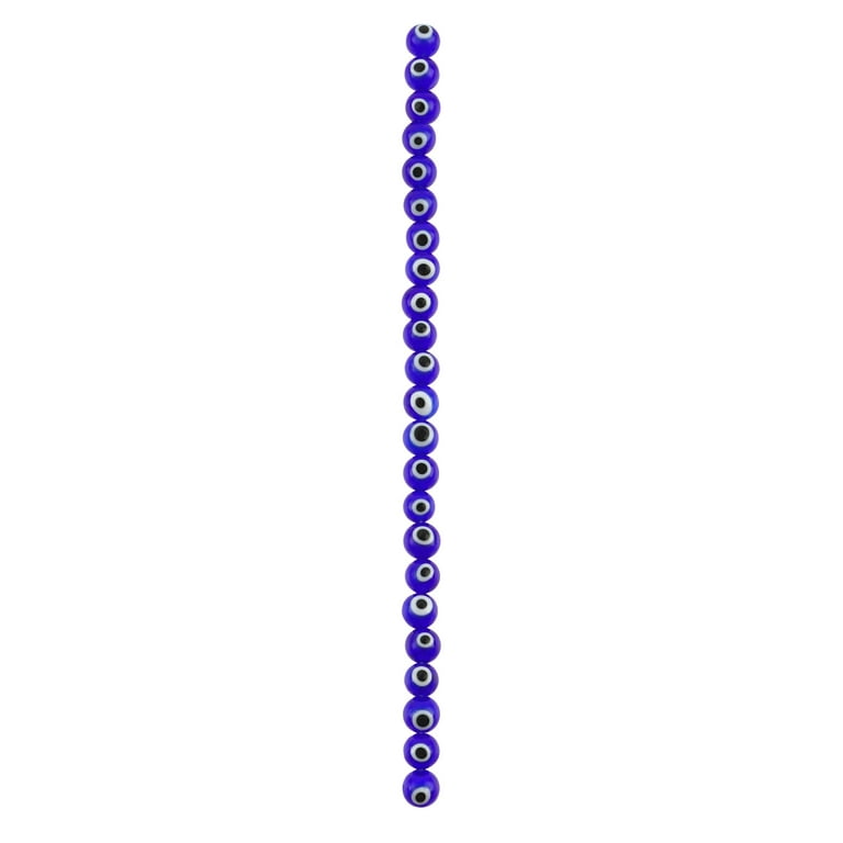 Bead Landing Lampwork Glass Round Evil Eye Beads - Blue - 8 mm - Each