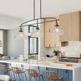 thumbnail image 6 of Jopath 45" Farmhouse 3-Light Pendant Chandelier with Clear Glass Shades,Black Metal Frame,Adjustable Height, Modern Industrial Lighting for Kitchen Island,Dining Room,Living Room (Bulb Not Included), 6 of 8