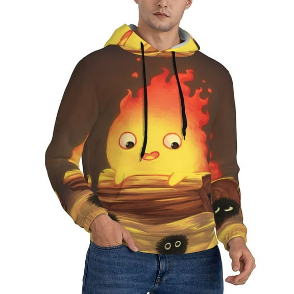 Unisex Howls Moving Castl Fire Pullover Hoodies 3D Print Novelty Sweatshirts Hoodie with Pocket for Men Women