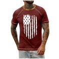 thumbnail image 1 of Men's Raglan T-shirt Retro Short Sleeve Round Neck Independence Day Printing Tops 4XL, 1 of 4