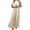 Cream, variant on Women's Pleated Round Neck Maxi Dress 100% Polyester Plus Size Full Length Evening Gown Lightweight Easy Care
