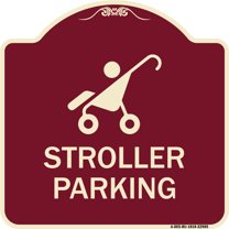 SignMission Designer Series Sign - Reserved Stroller Parking (With Graphic) | Burgundy 18" X 18" Heavy-Gauge Aluminum Architectural Sign | Protect Your Business & Municipality | Made in
