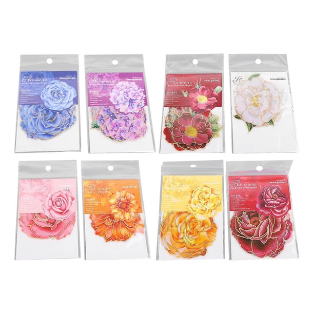80pcs Flower Stickers Set Golden Outlines Vibrant Colors Flower Stickers Waterproof Decorative Decals for Journaling