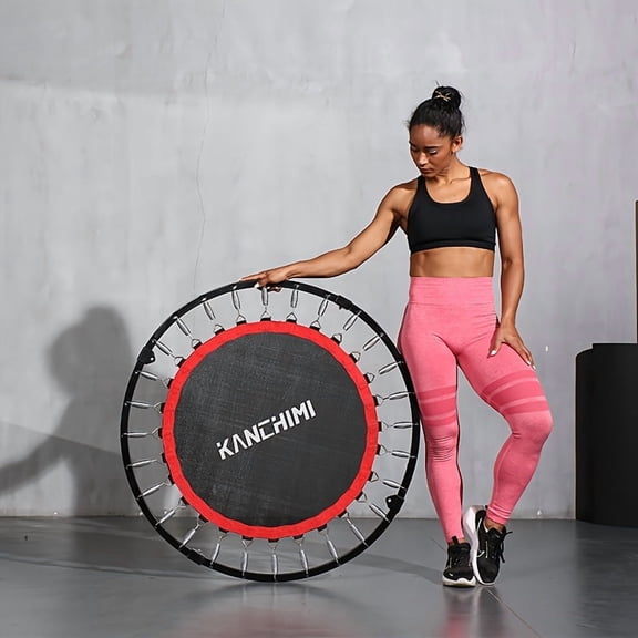 40" Foldable Mini Trampoline, Adults Indoor/Garden Workout, Fitness Rebounder with Adjustable Foam Handle, Max Load 520Lbs