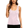 thumbnail image 2 of Karymi Tops for Women Trendy Scoop Neck Sleeveless Tank Top, Sparkling Crystal Studded Wide Strap Casual Vest, Glitter Camisole Blouses for Women Dressy Casual, 2 of 6