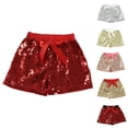 thumbnail image 2 of LYMAYTER Baby Toddler Sparkle Sequin Shorts Double Sided Elastic Waist Party Stage Performance Shorts 0-6Y, 2 of 8