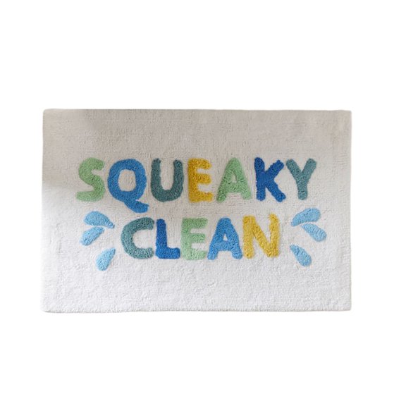 SLYNSHome Bathroom Rug,Faux Wool Absorbent Non Slip Indoor Doormat with Colorful Lettering and Splash Motif, Soft Kitchen Floor Mat for Entrance Shower Tub Home Decor