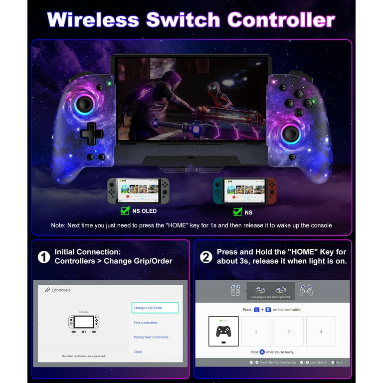 Esywen Joy-Con Controller for Nintendo Switch, Starry Sky Grip