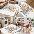 thumbnail image 5 of Bunny Easter Area Rugs 2.7'x5', Washable Small Throw Rugs for Kitchen Bedroom, Eggs Spring Floral Elegant Pastoral Butterfly Indoor Outdoor Rug Non-Slip Low Pile Carpet Runner Reversible Floor Mats, 5 of 8