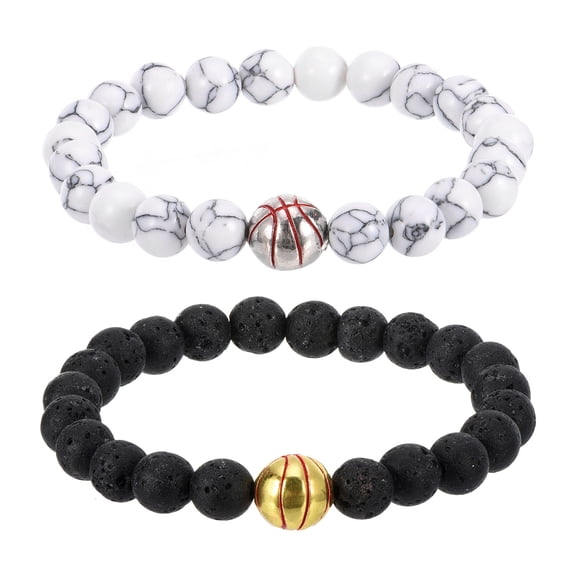 Uxcell Basketball Bracelets, 2 Pcs Basketball Gifts Adjustable Wristbands Black White