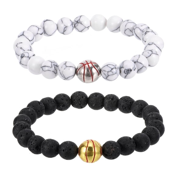 Pulseras de baloncesto Uxcell, 2 piezas, regalos de baloncesto, pulseras ajustables en negro y blanco