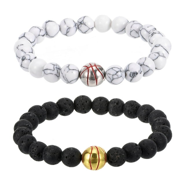 Pulseras de baloncesto Uxcell, 2 piezas, regalos de baloncesto, pulseras ajustables en negro y blanco