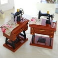 thumbnail image 6 of Vintage Music Box Mini Sewing Machine Style Mechanical Birthday Gift Table Decor, 6 of 9