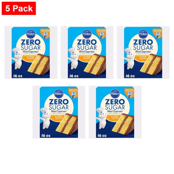 Pillsbury Zero Sugar Moist Supreme Yellow Premium Cake Mix 16 oz - 5 Pack