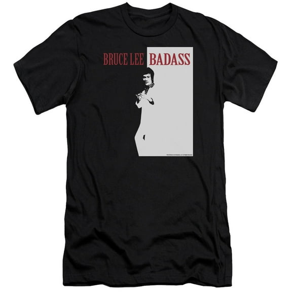 Bruce Lee Badass Premium Canvas T-Shirt Adult Slim Fit 30/1 Black