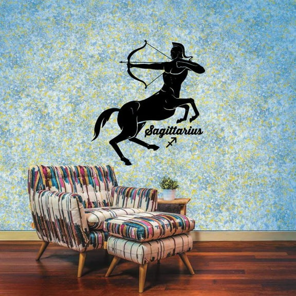 Sagittarius Archer Silhouette Fire Sign Symbol Horoscope Astrological Chart Zodiac Sign Vinyl WallArt Sticker Wall Decal For Home Room Wall Office Living Room Wall Decoration Decal Size(20x18 inch)