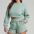 thumbnail image 6 of Besolor Women's Casual 2 Piece Outfits Crewneck Long Sleeve Sweatshirt and Shorts Lounge Sets Sweatsuit with Pockets, 6 of 9