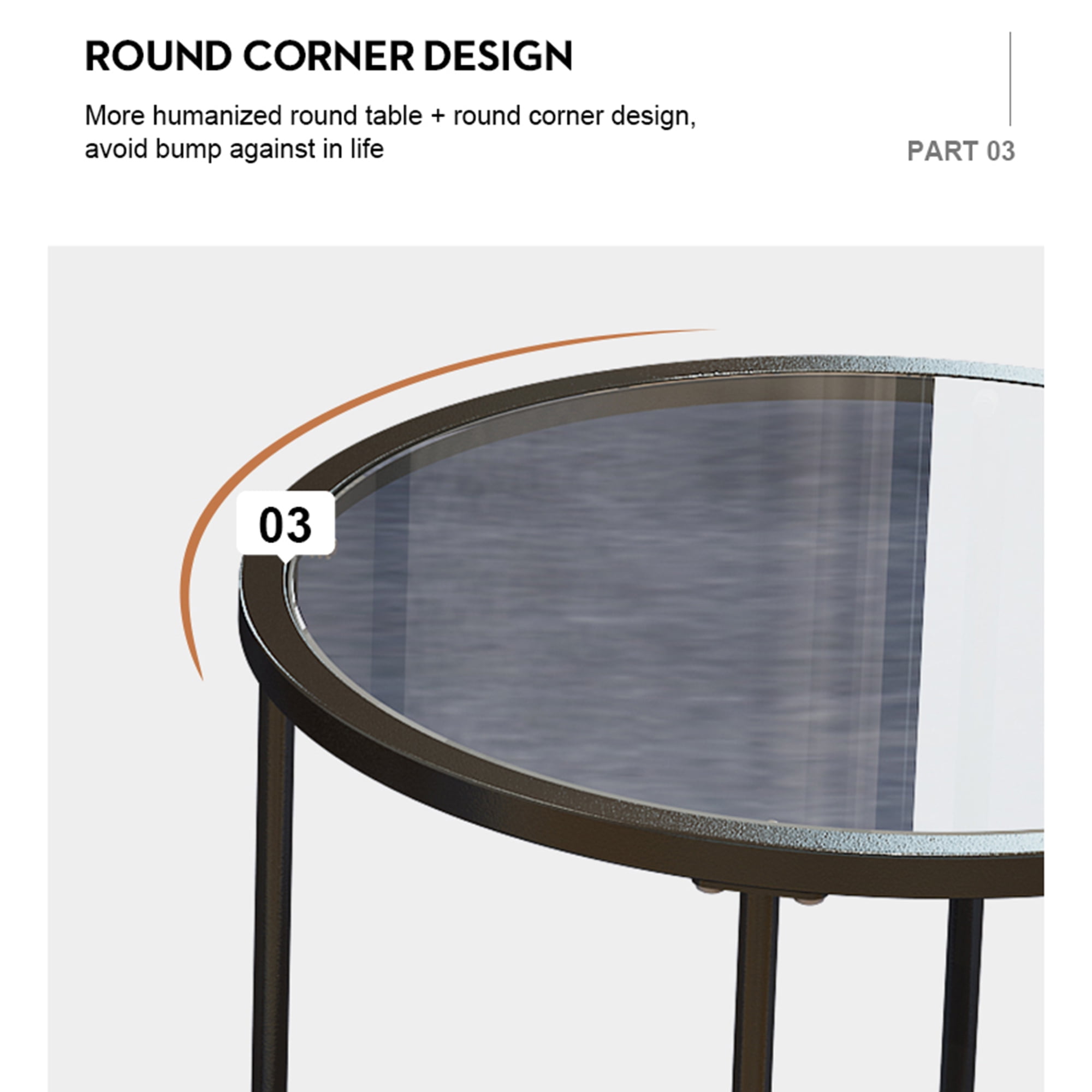 Yardi Yard Modern Clear Glass Top End Table with Black Metal Frame, Living Room Round Side Table Yardi Yard Modern Clear Glass Top End Table with Black Metal Frame, Living Room Round Side Table