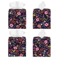 thumbnail image 3 of Rateoe Dancing Skeletons Floral Garden Pattern Tissue Box Cover, Modern Square Decorative Leather Facial Paper Case Organizer Holder Dispenser 5X5X5'', 3 of 8