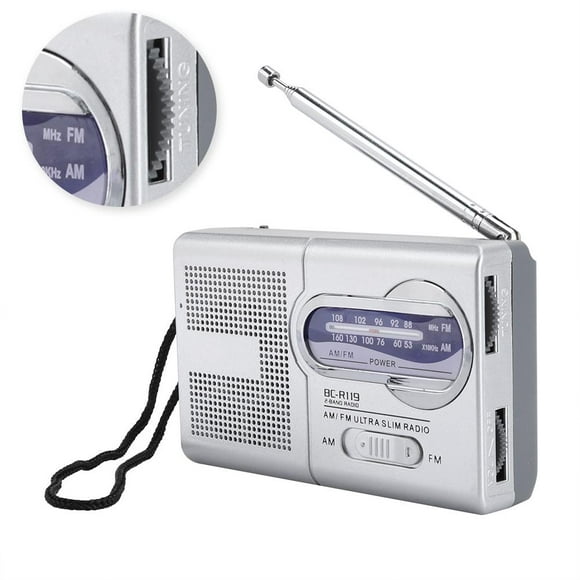 FAGINEY Mini-Poche Multifonction AM/FM BC-R119 Antenne Radio Récepteur de Haut-Parleur Télescopique,Radio, AM Radio