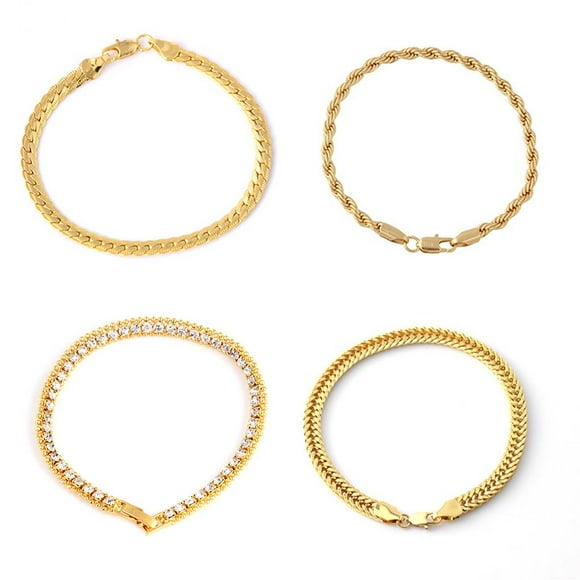facefd Gloden Silver Hip-hop Wheat Bracelet Round Chain Copper Band Twist Wristband Copper Band Men Hand Jewelry