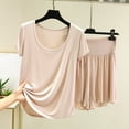thumbnail image 2 of Betivan Women's Pajama Set Short Sleeve Loungewear Solid Color Silky Comfortable Soft Relaxing Sleepwear Home Wear Comfort Fit Sleeping Resting Reading, 2 of 5