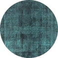 thumbnail image 1 of Ahgly Company Machine Washable Indoor Round Oriental Turquoise Blue Industrial Area Rugs, 7' Round, 1 of 4