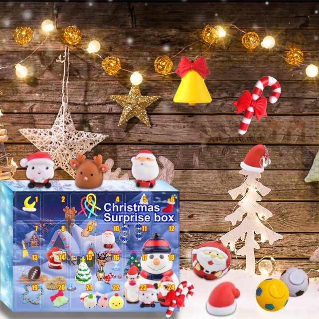 Calendario de cuenta atrás de Navidad 24 días Pop Bubble Sensory Fidget Toys Set Novedad Decoraciones Cajas de regalo Navidad Novedad Juguete Surtido Set Favores de fiesta Regalos