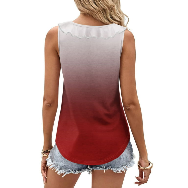 MIANHT Women's Tanks Camis Summer Solid Color V-Neck Tank Tops