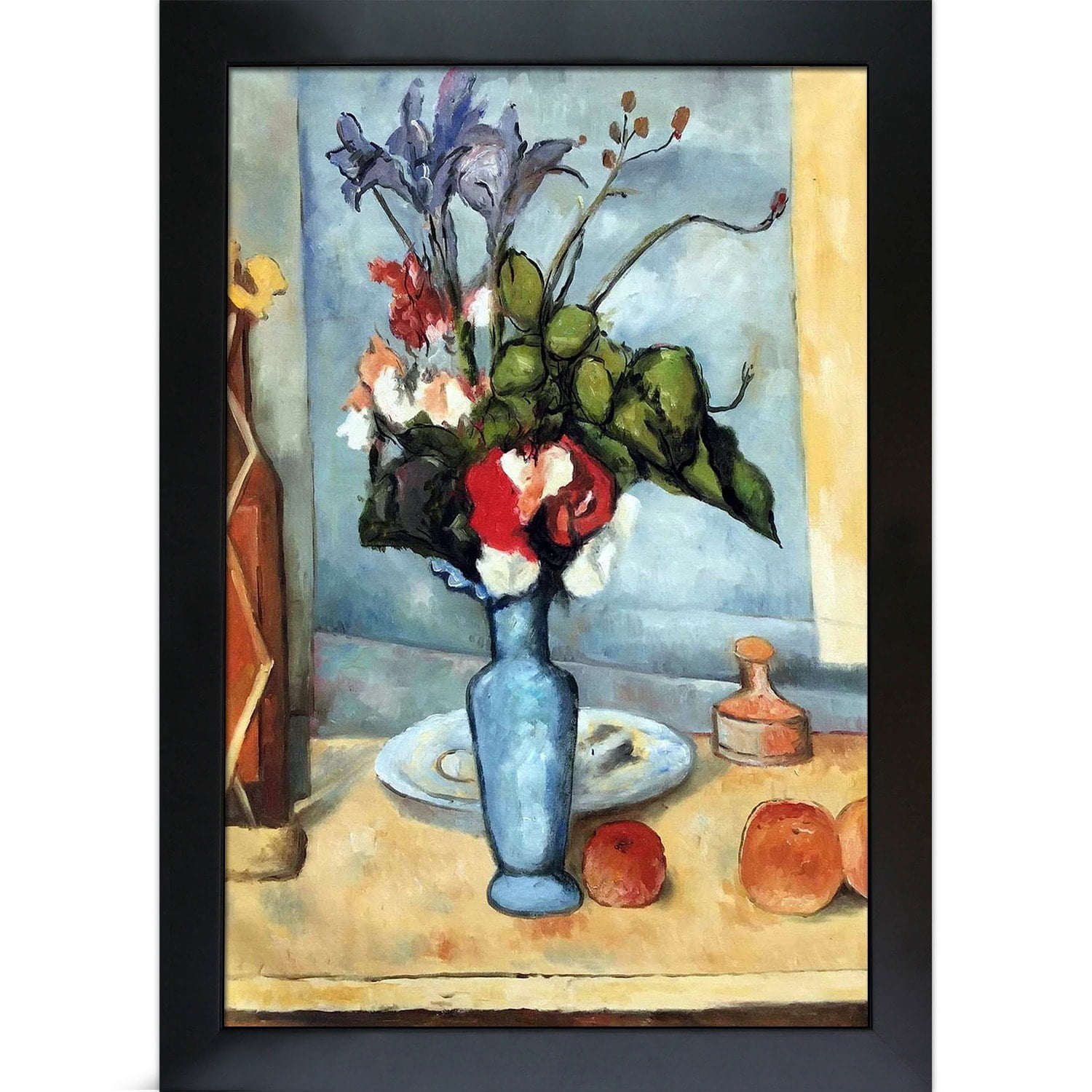 La Pastiche Paul Cezanne 'Le Vase Bleu' Hand Painted Framed Canvas Art